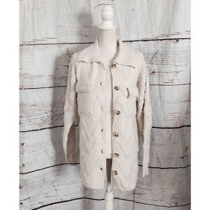 Room 34 Textured Cream Color Shacket Size Small